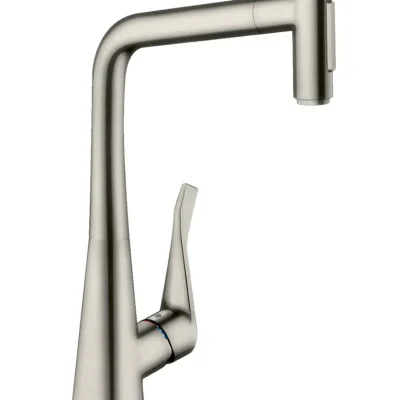 Hansgrohe M71 - virtuves izlietnes maisītājs M7117-H320 ar izvelkamu trauku dušu, sBOX, nerūsējošais tērauds 73816800