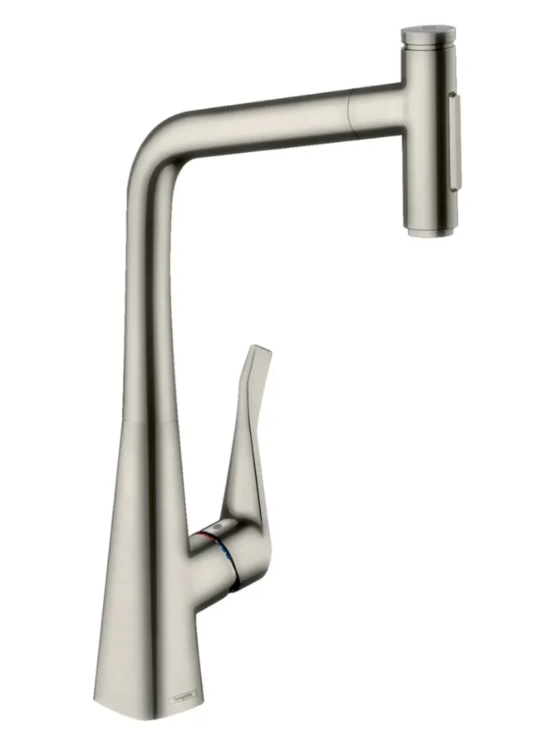 Hansgrohe M71 - virtuves izlietnes maisītājs M7117-H320 ar izvelkamu trauku dušu, sBOX, nerūsējošais tērauds 73816800