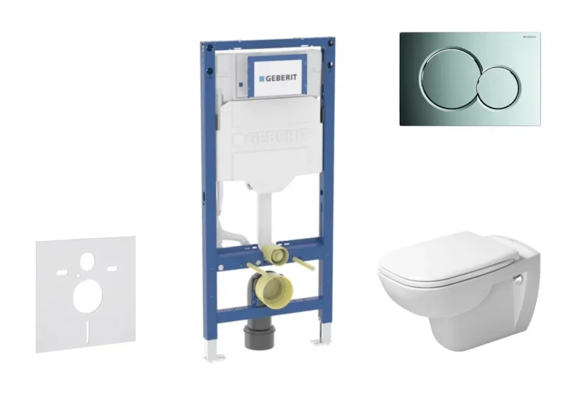 Geberit Duofix - komplekts priekšsienas elements, D-Code WC ar SoftClose sēdekli un Sigma01 vadības plati, spīdīgs hroms SANI11CP1101