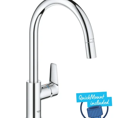 Grohe Start Edge - virtuves izlietnes maisītājs ar izvelkamu dušu, hroms 30551000