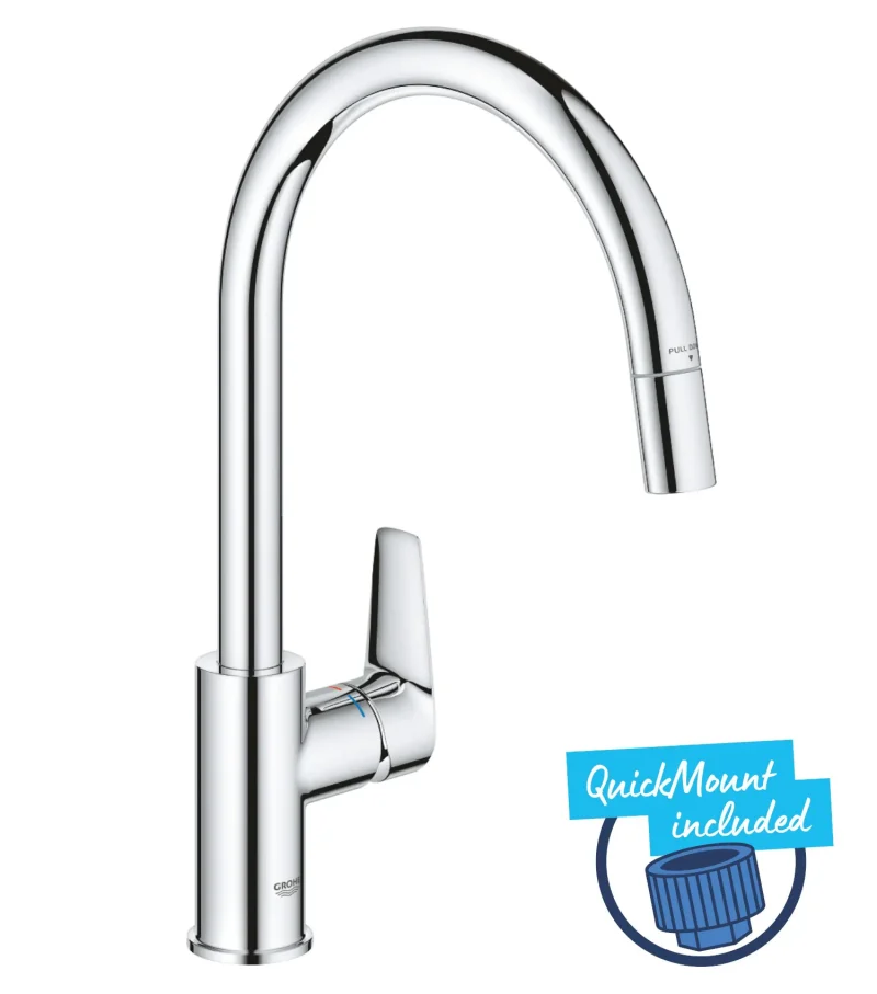 Grohe Start Edge - virtuves izlietnes maisītājs ar izvelkamu dušu, hroms 30551000