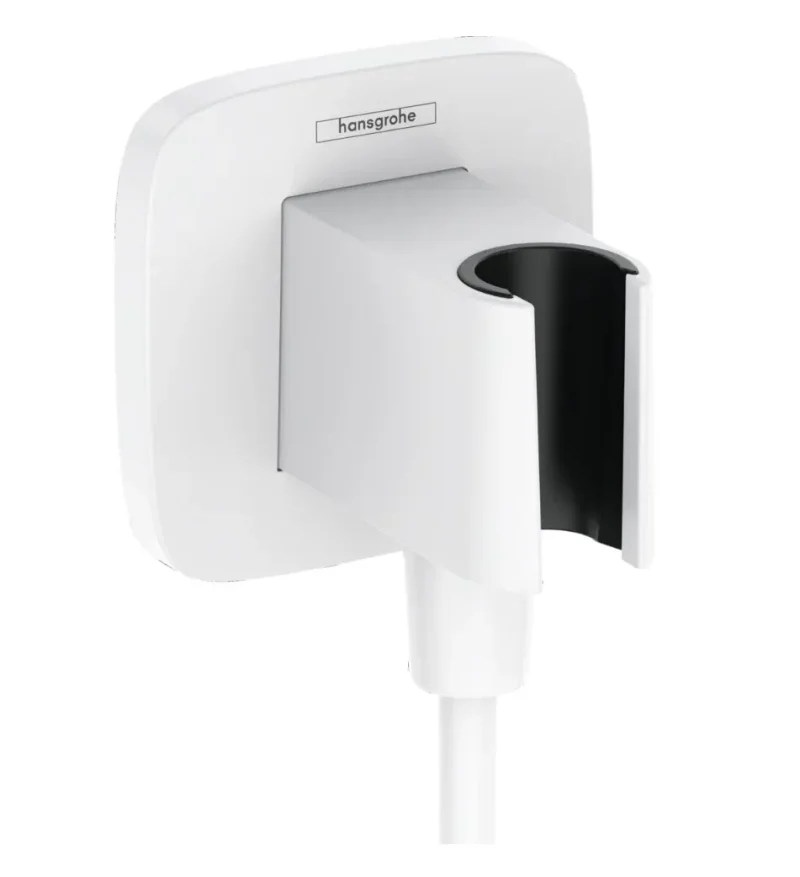 Hansgrohe Fixfit - sienas pieslēguma līkums ar dušas turētāju, matēti balts 26887700