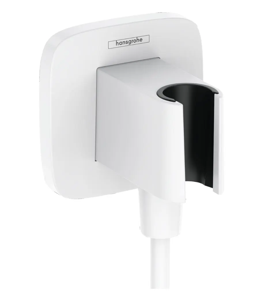 Hansgrohe Fixfit - sienas pieslēguma līkums ar dušas turētāju, matēti balts 26887700