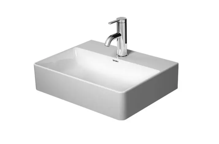 Duravit DuraSquare - mēbeles rokas izlietne 45x35 cm, ar 1 jaucējkrāna atveri, DuraCeram, ar WonderGliss, Alpu balts 07324500711