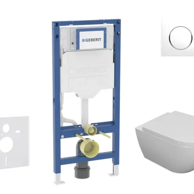 Geberit Duofix - priekšsienas elementa komplekts, Oudee-WC ar Softclose sēdekli un Sigma20 vadības plati, balts/hroms SANI11CA3103B