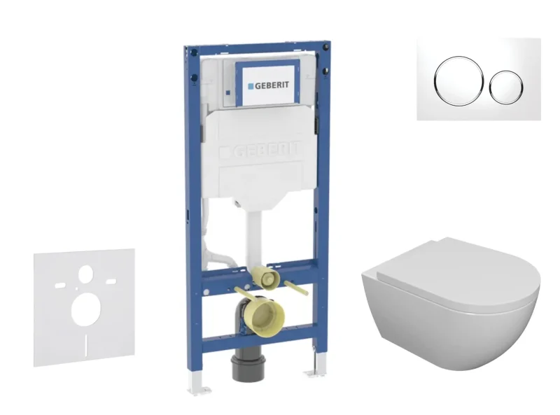 Geberit Duofix - priekšsienas elementa komplekts, Oudee-WC ar Softclose sēdekli un Sigma20 vadības plati, balts/hroms SANI11CA3103B