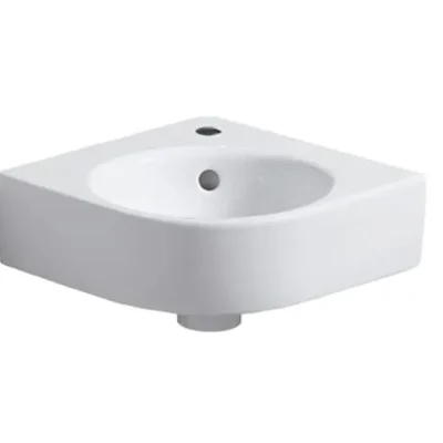 Geberit Selnova Compact - stūra roku mazgāšanas izlietne 45x40 cm, ar 1 jaucējkrāna atveri, balta 501.519.00.7