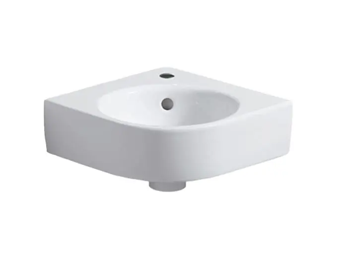 Geberit Selnova Compact - stūra roku mazgāšanas izlietne 45x40 cm, ar 1 jaucējkrāna atveri, balta 501.519.00.7