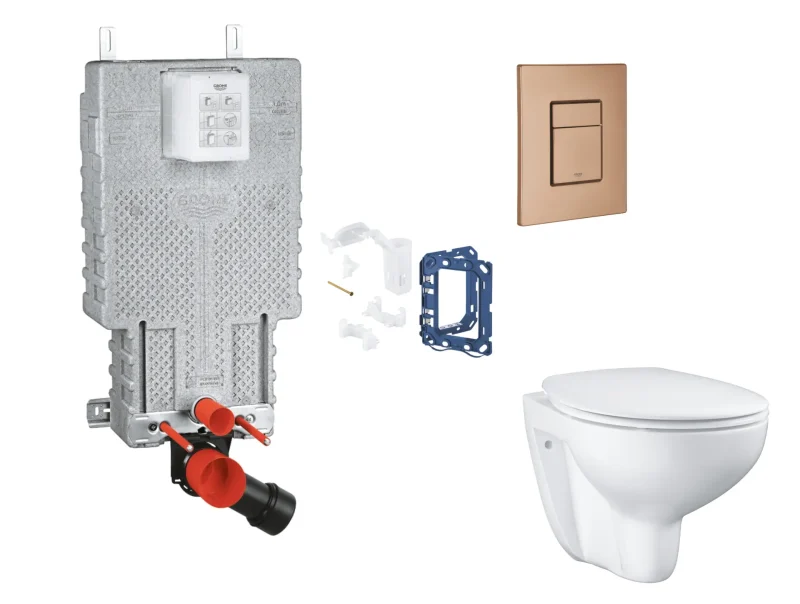 Grohe Uniset - komplekts zemapmetuma elementam, WC ar SoftClose sēdekli, Skate Cosmopolitan vadības plati un Fresh pārbūves komplektu, Warm Sunset birstēts SANI15BB4123