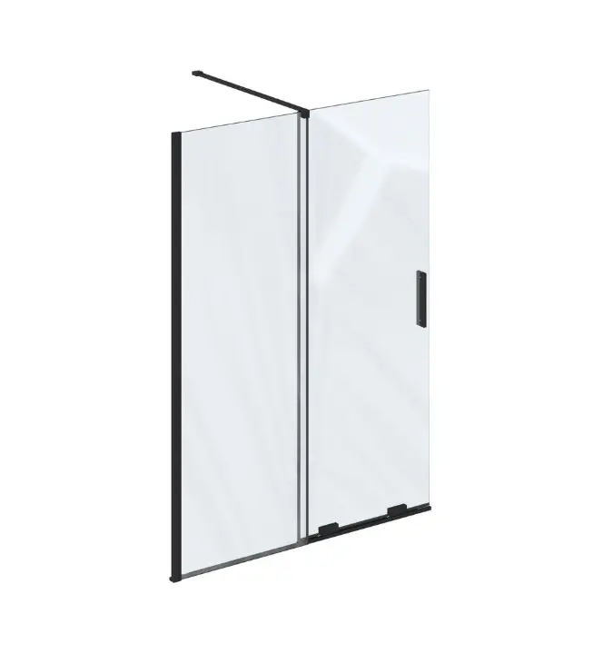 Ravak Roll - dušas starpsiena Walk-In 100x195 cm, melns/caurspīdīgs stikls X9WVA0300Z1