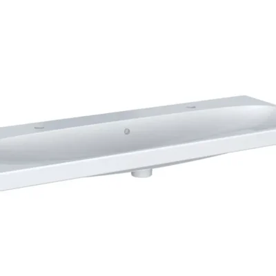 Geberit Acanto - izlietne, 120x48 cm, ar pārplūdi, 2 jaucējkrāna caurumiem, KeraTec, balta 501.880.00.2