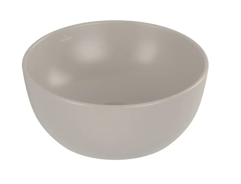 Villeroy & Boch Artis - uz virsmas uzstādāma izlietne, diametrs 33 cm, bez pārplūdes, bez jaucējkrāna atveres, CeramicPlus, Almond 438932AM
