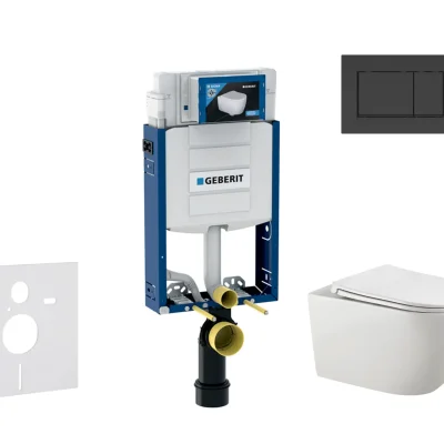 Geberit Kombifix - priekšsienas elementa komplekts, Gaia WC ar SoftClose sēdekli un Sigma20 vadības plati, melns matēts/melns SANI15CA5106