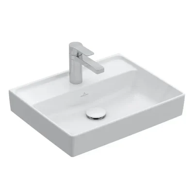Villeroy & Boch Collaro - roku izlietne Compact, 50x40 cm, bez pārplūdes, ar caurumu maisītājam, Alpu balts 43345101
