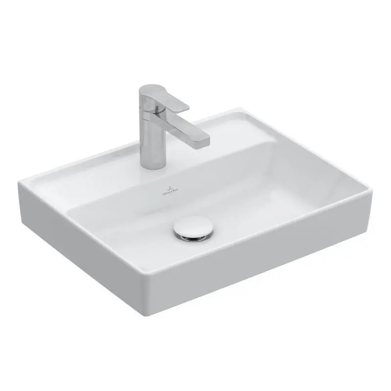 Villeroy & Boch Collaro - roku izlietne Compact, 50x40 cm, bez pārplūdes, ar caurumu maisītājam, Alpu balts 43345101