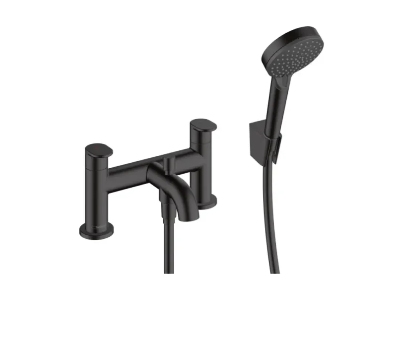 Hansgrohe Vernis Blend - vannas malas maisītājs ar piederumiem, 2 caurumu uzstādīšana, matēti melns 71461670