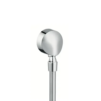 Hansgrohe pieslēguma līkumi - sienas pieslēgums Fixfit E ar pretplūsmas vārstu un lodveida šarnīru, hromēts 27505000