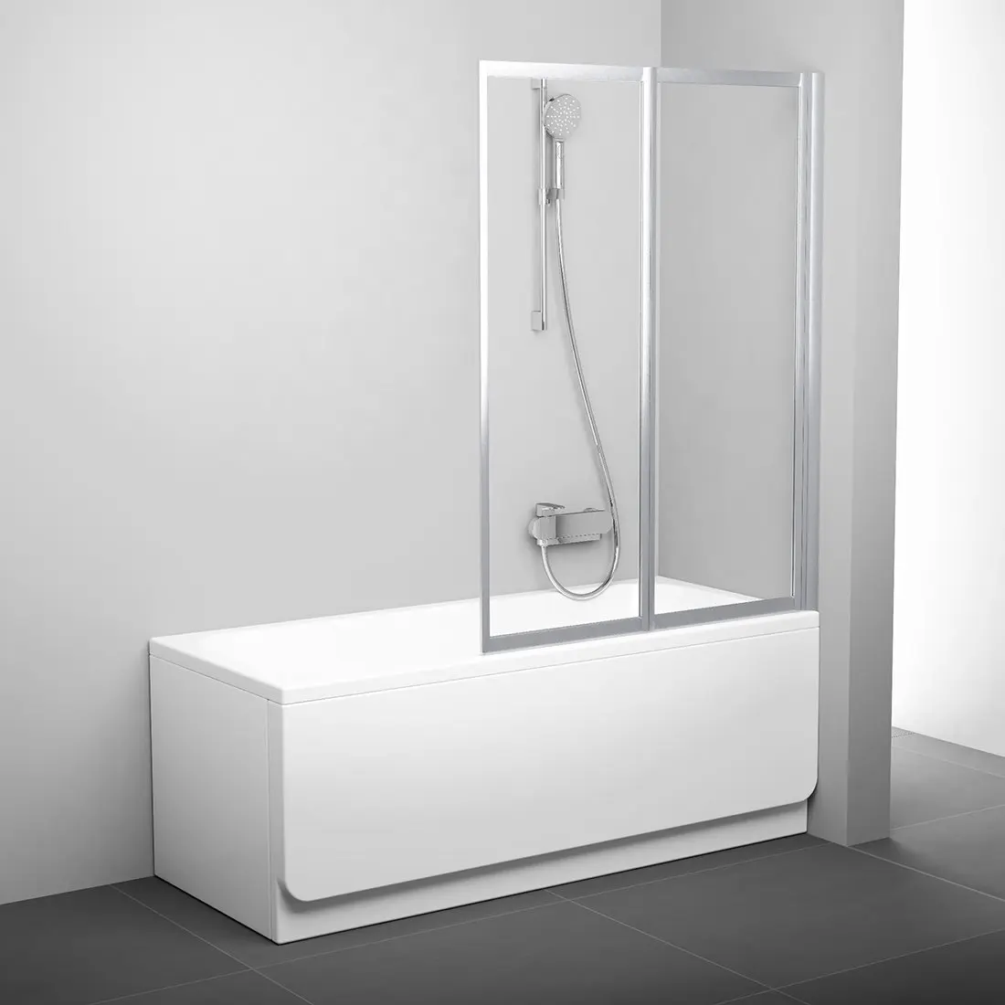 Ravak Supernova - Divdaļīgs vannas aizsargs VS2 105, 105x140 cm, satinēts/caurspīdīgs stikls 796M0U00Z1