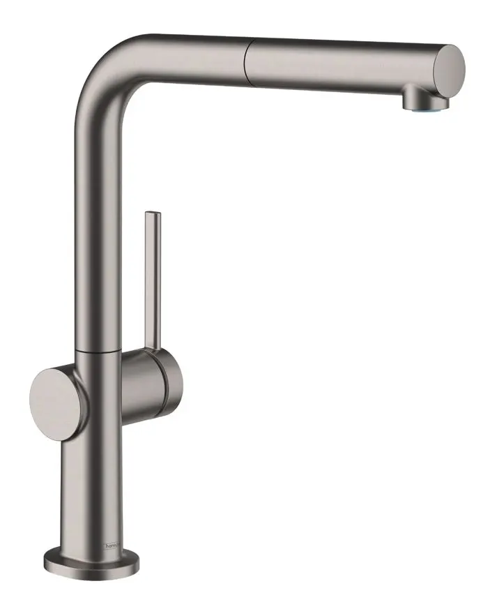 Hansgrohe M54 - virtuves izlietnes maisītājs Talis ar izvelkamu izteku, sBox, hroms melns birstēts 72809340