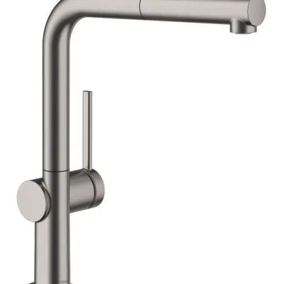 Hansgrohe M54 - virtuves izlietnes maisītājs Talis ar izvelkamu izteku, hroms melns birstēts 72808340