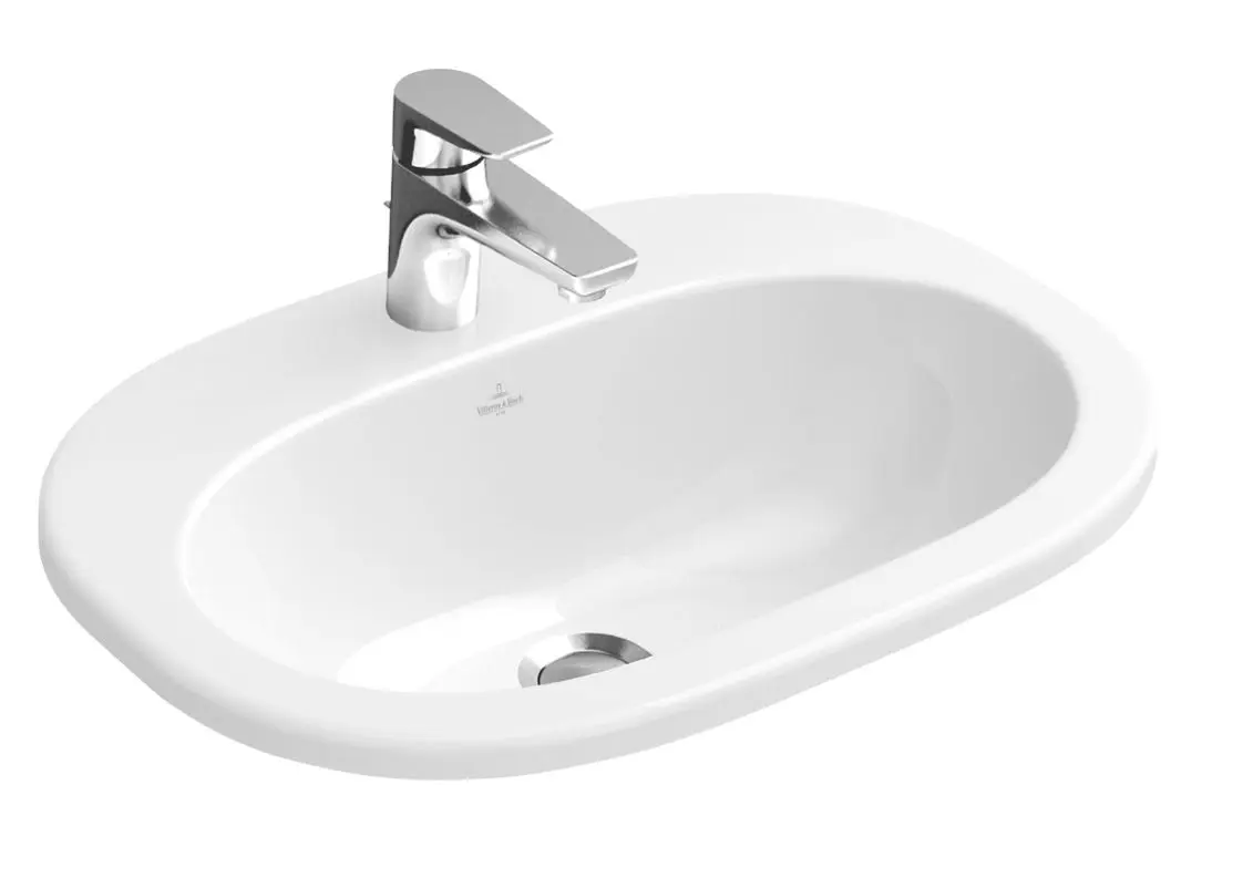 Villeroy & Boch O.novo - iebūvējama izlietne 56x41 cm, ar pārplūdi, 1 caurums jaucējkrānam, CeramicPlus, Alpu balts 416156R1