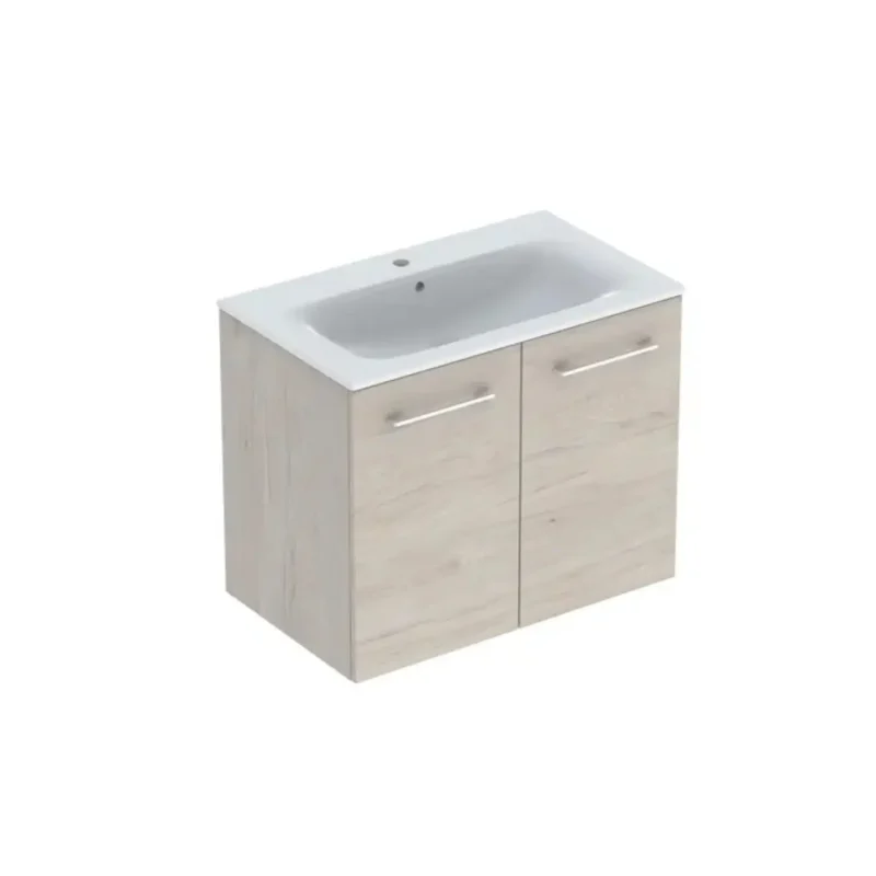 Geberit Selnova Square - izlietnes skapītis 64x54x48 cm, ar izlietni, 2 durvis, gaišs Hickory riekstkoks 501.259.00.1