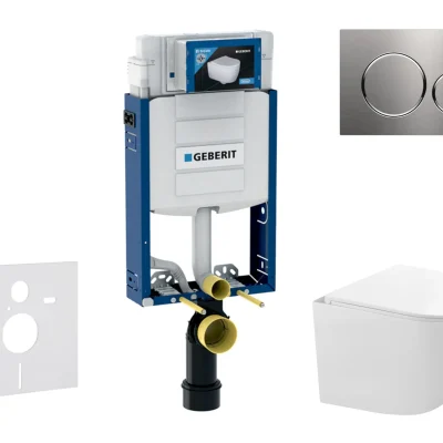 Geberit Kombifix - komplekts priekšsienas elements, kompaktā WC Gaia ar SoftClose sēdekli un Sigma20 vadības plati, nerūsējošais tērauds SANI15CA6103