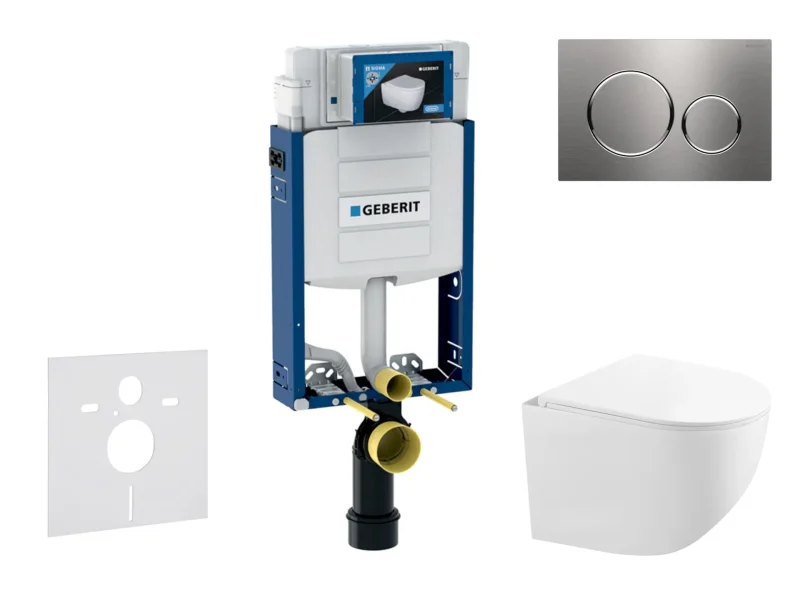 Geberit Kombifix - komplekts priekšsienas elements, kompaktā WC Gaia ar SoftClose sēdekli un Sigma20 vadības plati, nerūsējošais tērauds SANI15CA6103