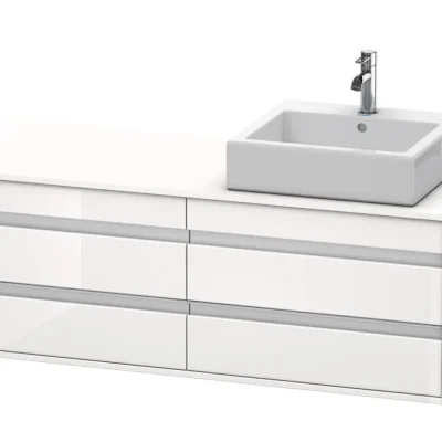 Duravit Ketho - izlietnes skapītis 50x140x55 cm, labais, ar 4 atvilktnēm, balts spīdīgs KT6657R2222