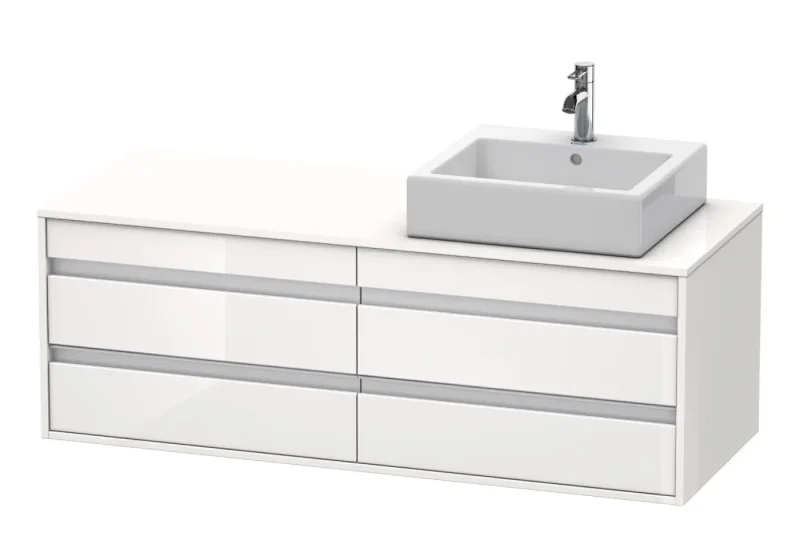 Duravit Ketho - izlietnes skapītis 50x140x55 cm, labais, ar 4 atvilktnēm, balts spīdīgs KT6657R2222