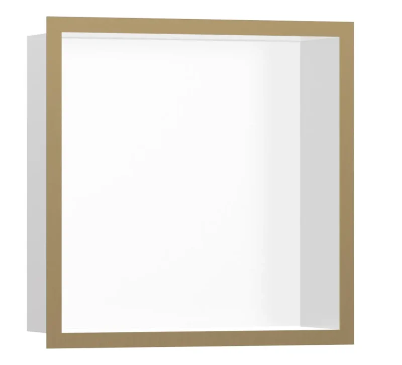 Hansgrohe XtraStoris Individual - sienas niša ar dizaina rāmi, 30x30x10 cm, balts matēts/birstēta bronza 56099140