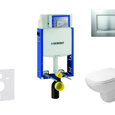 Geberit Kombifix - priekšsienas montāžas komplekts, WC ar sēdekli, D-Code, bez apmales, SoftClose, vadības plate Sigma20, hroms matēts/matēts 110.302.00.5 NH7