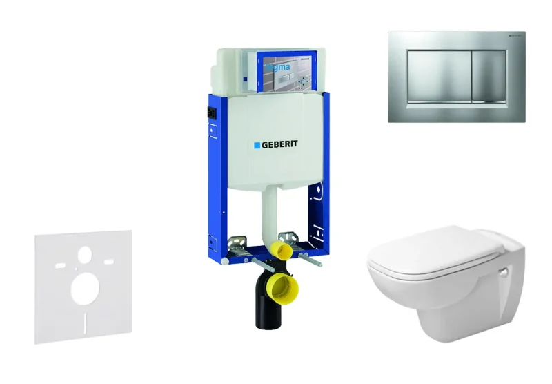 Geberit Kombifix - priekšsienas montāžas komplekts, WC ar sēdekli, D-Code, bez apmales, SoftClose, vadības plate Sigma20, hroms matēts/matēts 110.302.00.5 NH7