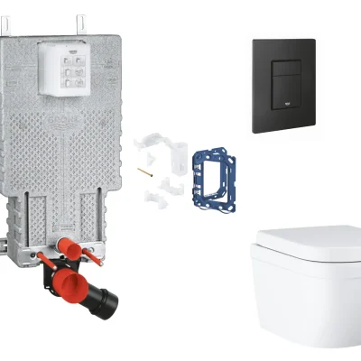 Grohe Uniset - komplekts zemapmetuma elementam, WC ar SoftClose sēdekli, vadības plati Even un Fresh pārveidošanas komplektu, Triple Vortex, phantom black SANI15BB5115