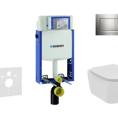 Geberit Kombifix - komplekts no priekšsienas elementa, piekaramā WC un WC sēdekļa Ideal Standard Tesi, vadības plate Sigma20, Rimless, SoftClose, hroms pulēts/hroms matēts 110.302.00.5 NE6