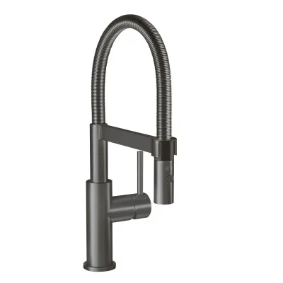 Villeroy & Boch Steel Expert Compact - virtuves izlietnes maisītājs ar elastīgu roku un dušu, antracīts 92730005