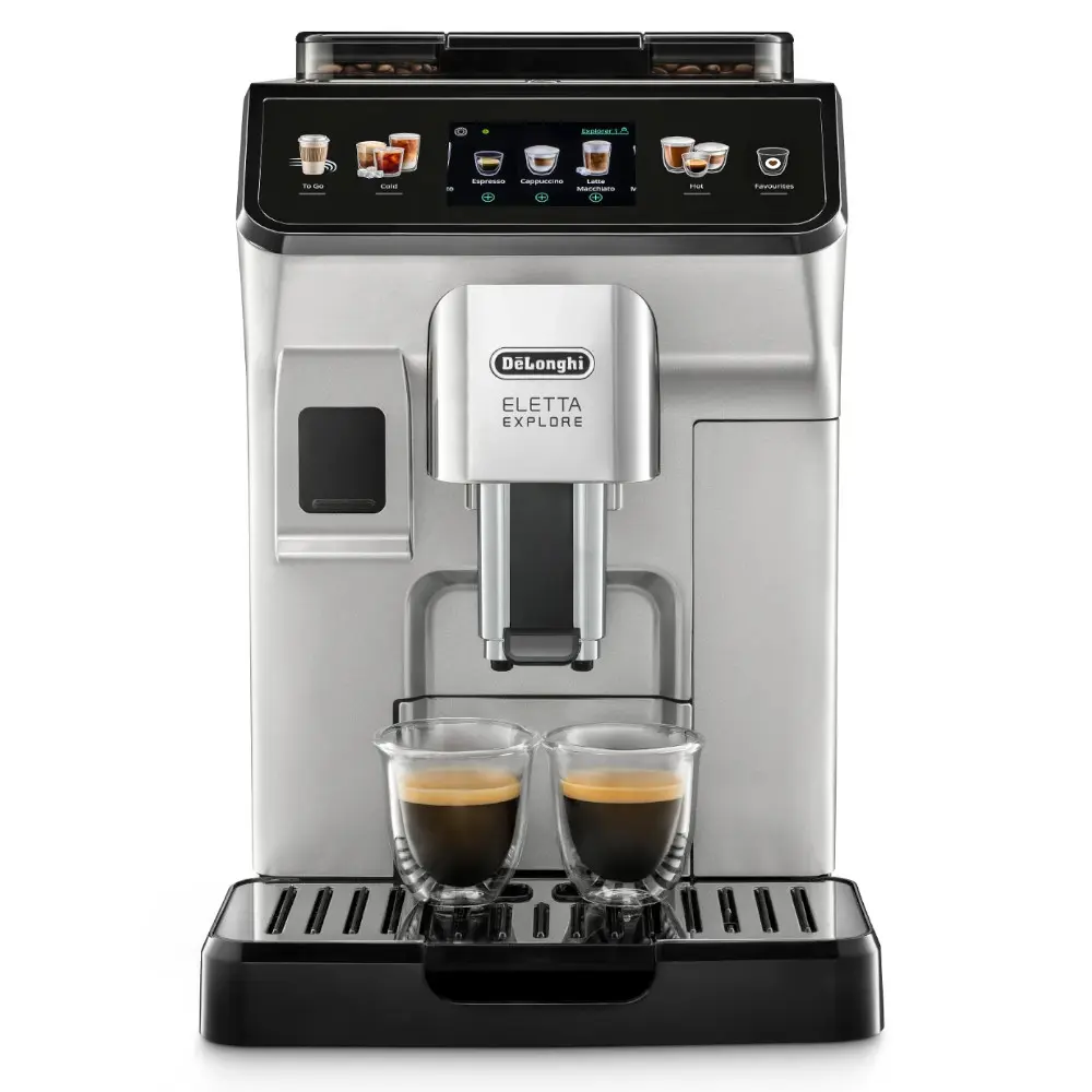 DeLonghi kafijas automāti - automātiskais kafijas aparāts Eletta Explore, sudraba ECAM450.55.S