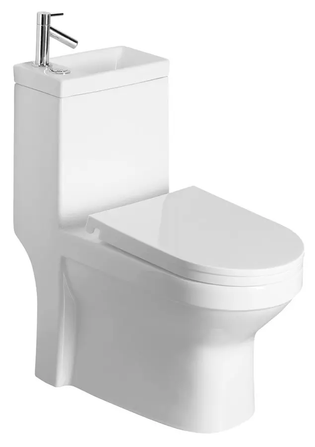 Aqualine HYGIE - WC kombi ar integrētu roku mazgāšanas izlietni, DualFlush, balts PB104W