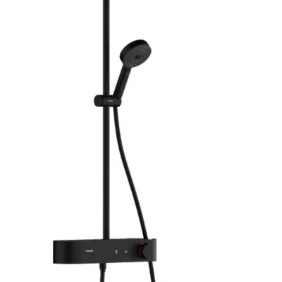 Hansgrohe Pulsify S - dušas komplekts ar termostatu, diametrs 26 cm, 3 strūklas veidi, matēti melna 24220670