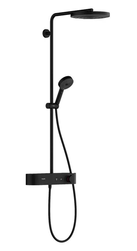 Hansgrohe Pulsify S - dušas komplekts ar termostatu, diametrs 26 cm, 3 strūklas veidi, matēti melna 24220670