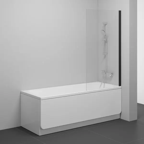 Ravak Nexty - vannas aizsargsiena 80x140 cm, melna/caurspīdīgs stikls 7O840300Z1