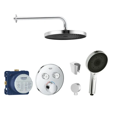 Grohe/Kielle - dušas komplekts ar maisītāju un zemapmetuma korpusu, hroms SANI21GKK008
