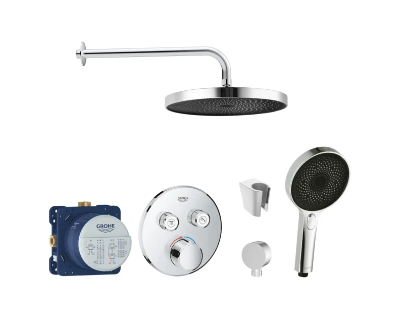Grohe/Kielle - dušas komplekts ar maisītāju un zemapmetuma korpusu, hroms SANI21GKK008