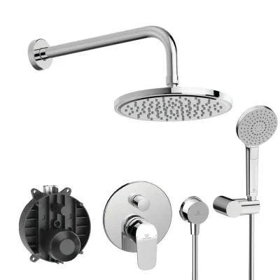 Ideal Standard CeraFlex - dušas komplekts ar zemapmetuma maisītāju, ar iebūvējamo korpusu, 3 strūklas veidi, diametrs 20 cm, hroms BC447AA