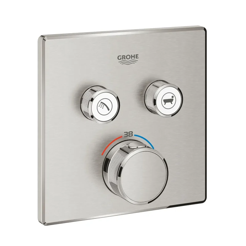 Grohe Grohtherm SmartControl - termostata maisītājs zemapmetuma montāžai, 2 vārsti, Supersteel 29124DC0