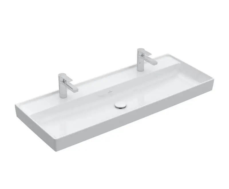 Villeroy & Boch Collaro - mēbeļu izlietne, 120x47 cm, bez pārplūdes, 2 caurumiem jaucējkrānam, Alpu balts 4A33C101