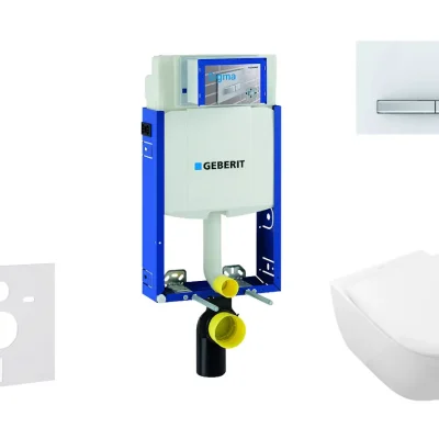 Geberit Kombifix - priekšsienas montāžas komplekts, WC ar sēdekli Subway 2.0, DirectFlush, SoftClose, CeramicPlus, vadības plate Sigma50, Alpu balts 110.302.00.5 NI8