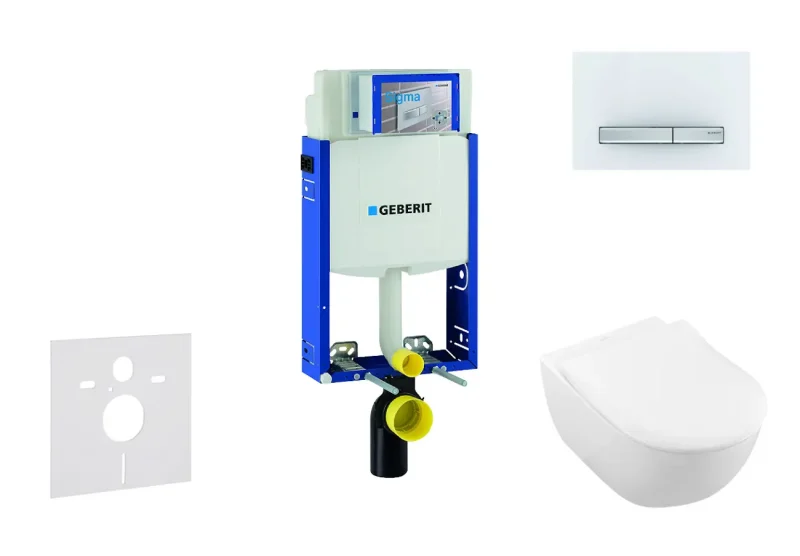 Geberit Kombifix - priekšsienas montāžas komplekts, WC ar sēdekli Subway 2.0, DirectFlush, SoftClose, CeramicPlus, vadības plate Sigma50, Alpu balts 110.302.00.5 NI8