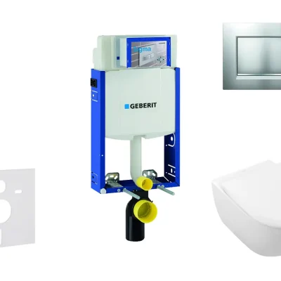 Geberit Kombifix - priekšsienas uzstādīšanas komplekts, WC ar sēdekli Subway 2.0, DirectFlush, SoftClose, CeramicPlus, vadības plate Sigma20, hroms matēts/hroms 110.302.00.5 NI7
