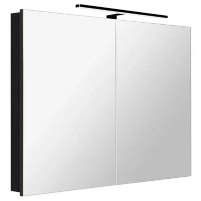 Sapho Greta - spoguļskapis ar LED apgaismojumu 101x70x14 cm, 2 durvis, matēti melns GR105-0035